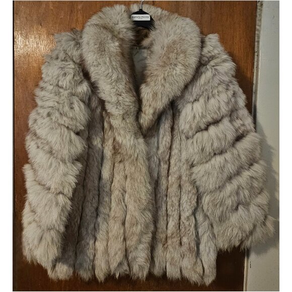 Vintage S Genuine Real Beautiful Tipped Blue Fox Fur Coat - Picture 1 of 9